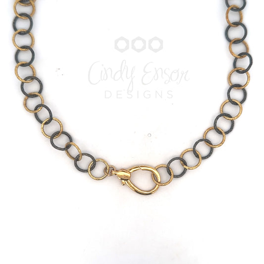 Two Tone Circle Chain Necklace with Gold Tone Lobster