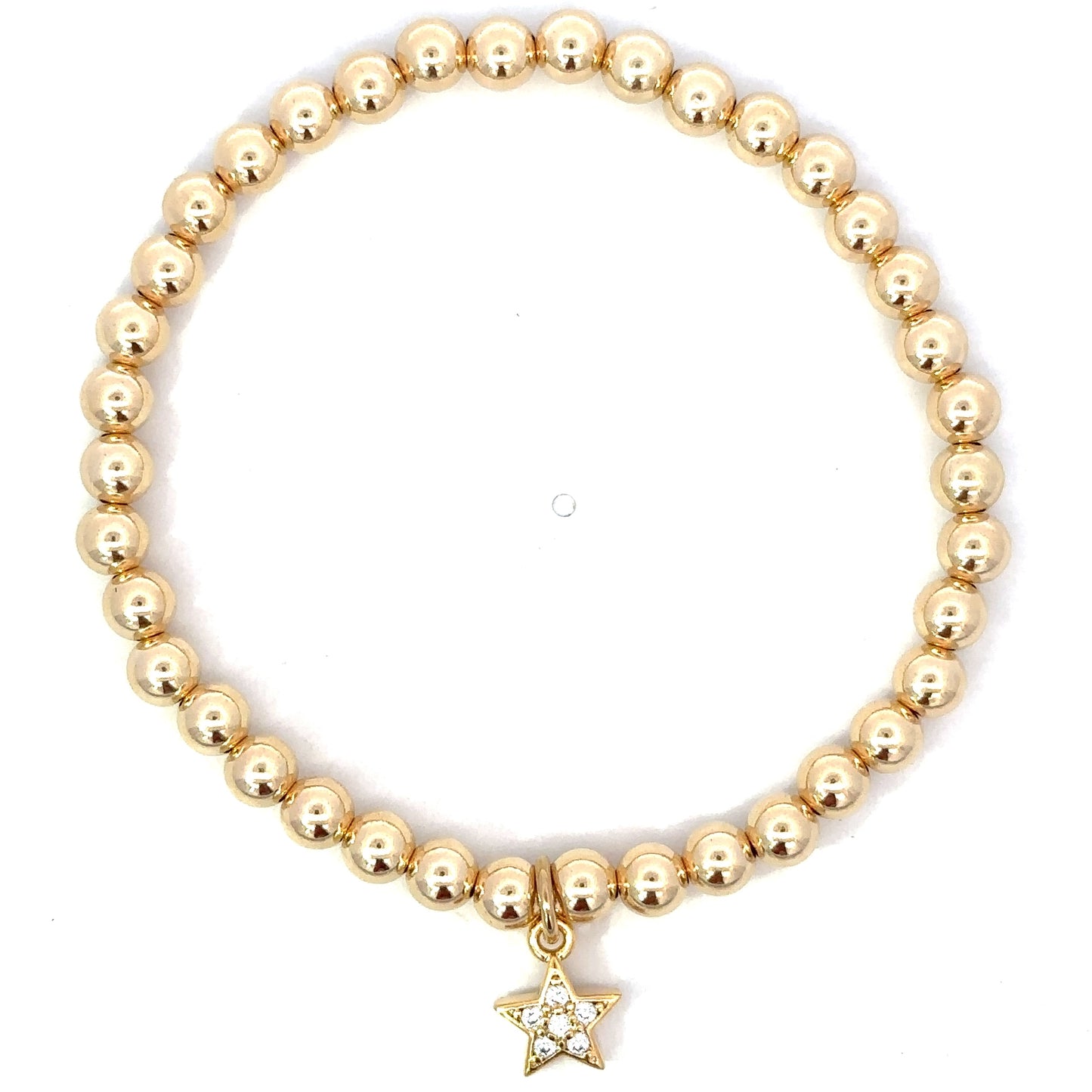 Gold Filled Bead Bracelet with CZ Star