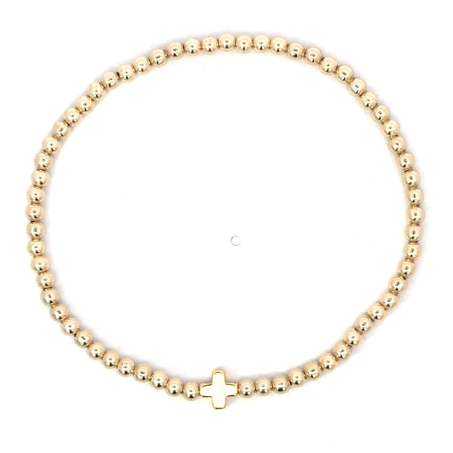 Gold Filled Bead Bracelet with Single Cross Charm