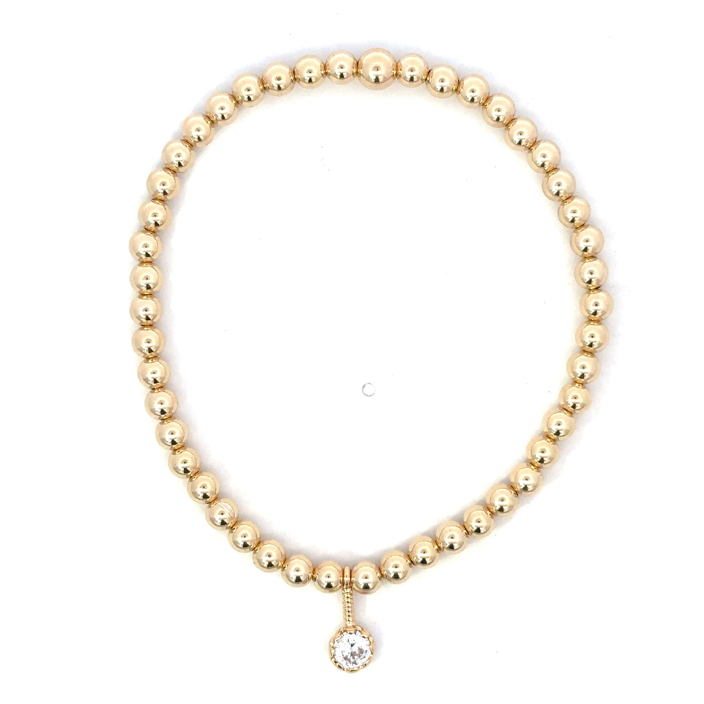 Gold Filled Bead Bracelet with CZ Stick Charm