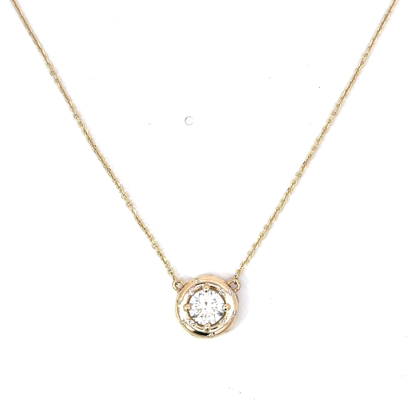 Bezeled Round Lab Grown Diamond Pendant Necklace