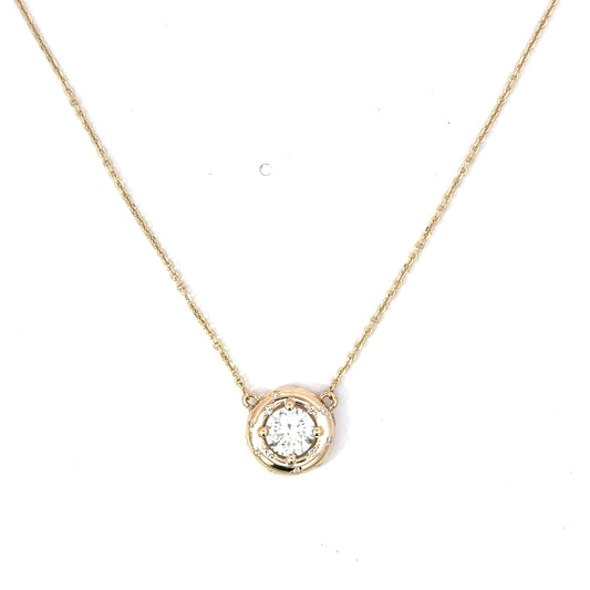 Bezeled Round Lab Grown Diamond Pendant Necklace