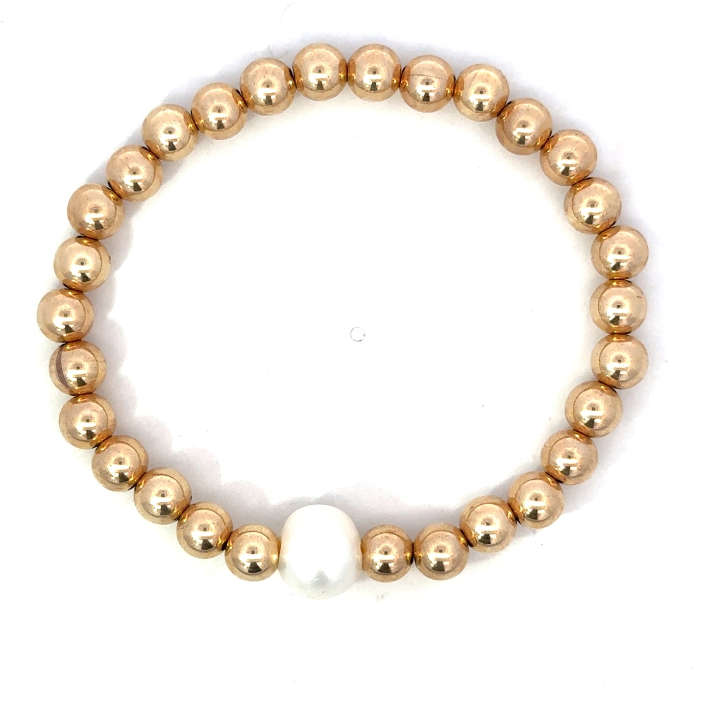 Gold Filled Bead Bracelet with Pearl Accent