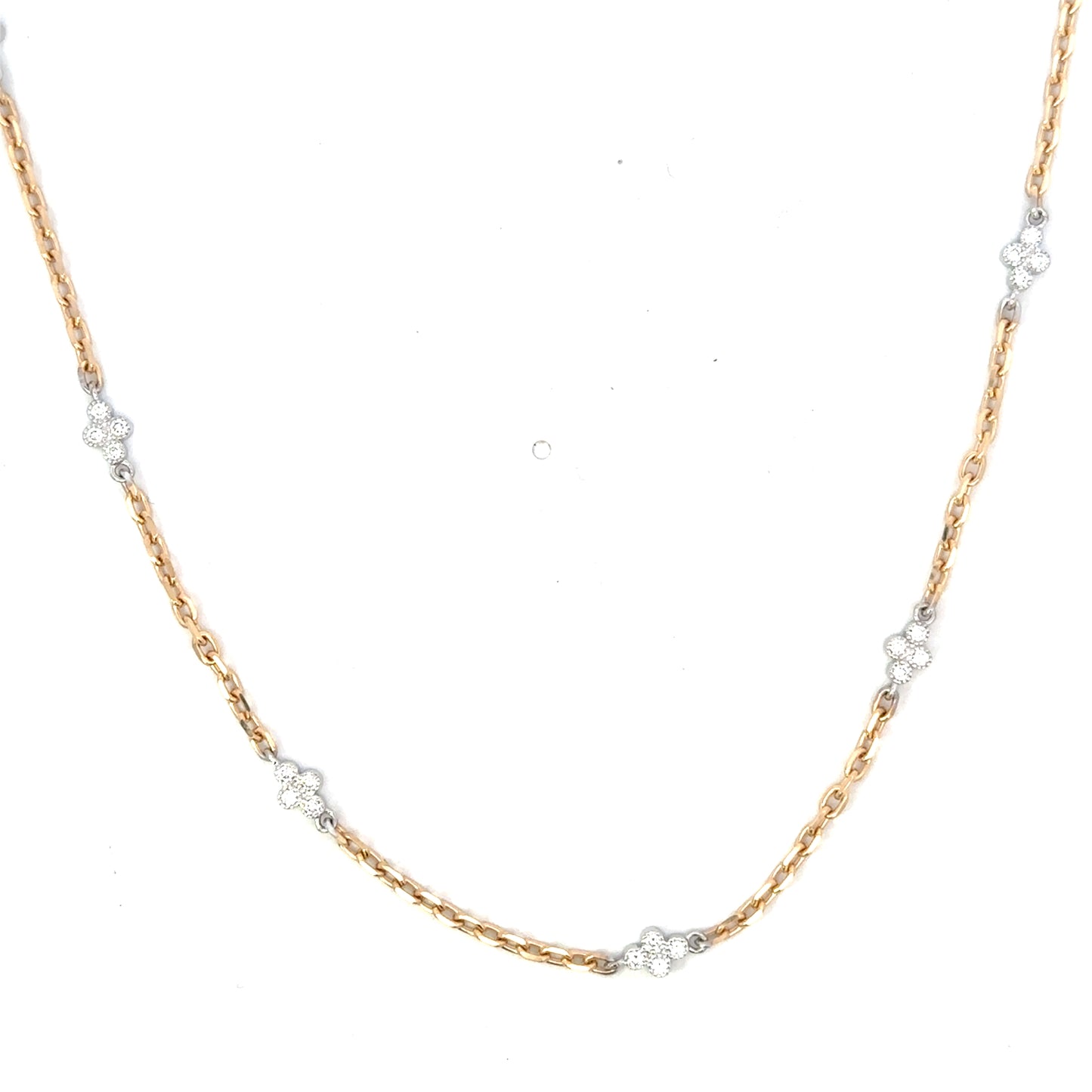 Yellow and White Gold Diamond Dot Cross Station Necklace