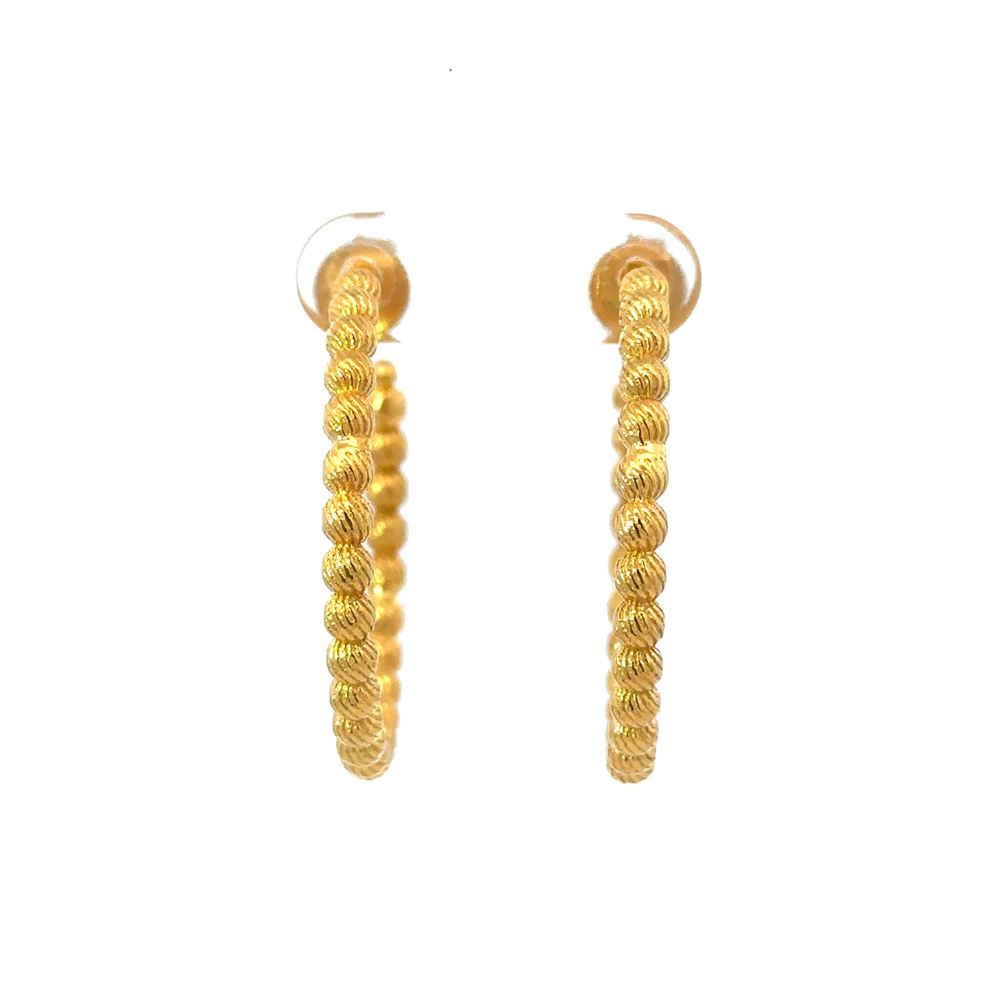 1" Vermeil Textured Bead Hoop