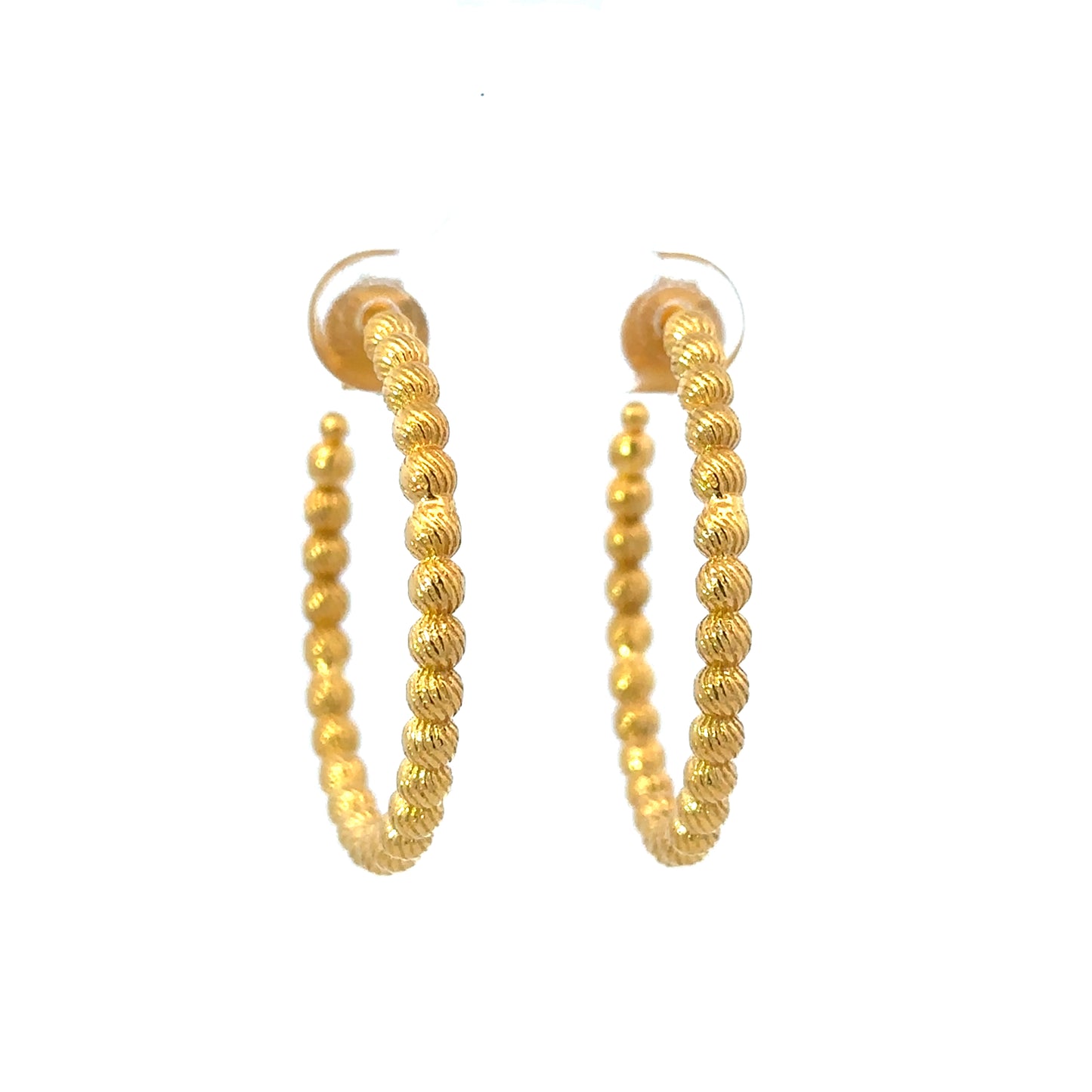 1" Vermeil Textured Bead Hoop