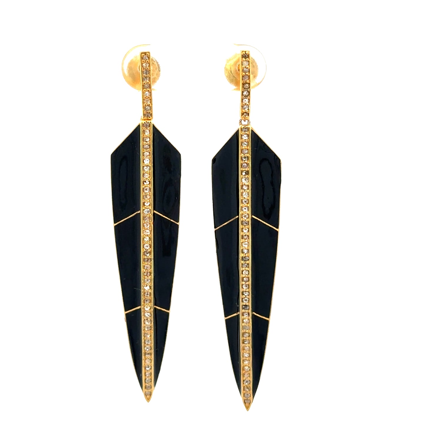 Vermeil Enamel Feather Earring with Pave Accents