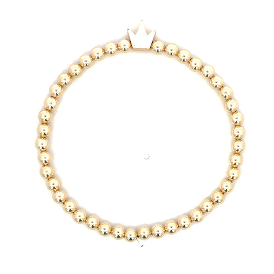 Gold Filled Bead Bracelet with GF Crown Charm