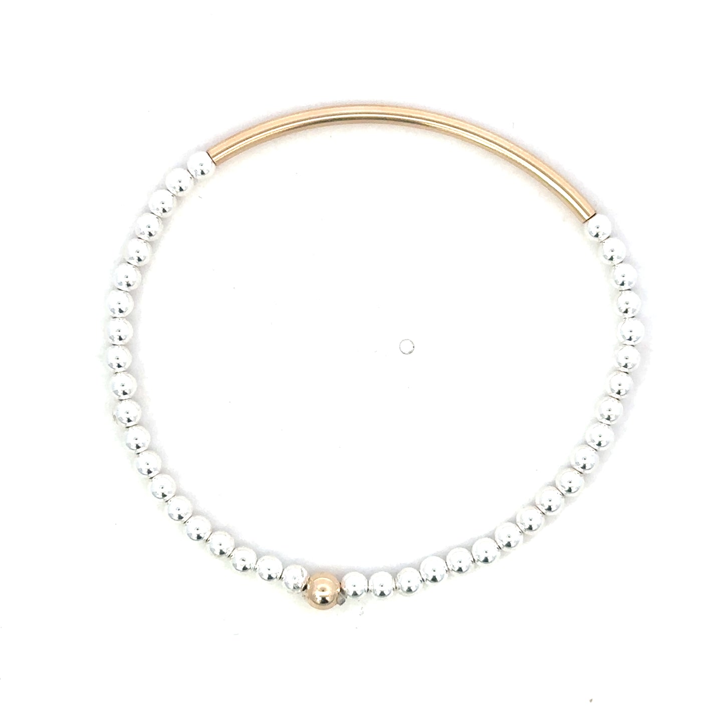 Sterling Bead Bracelet with Gold Tone Bar
