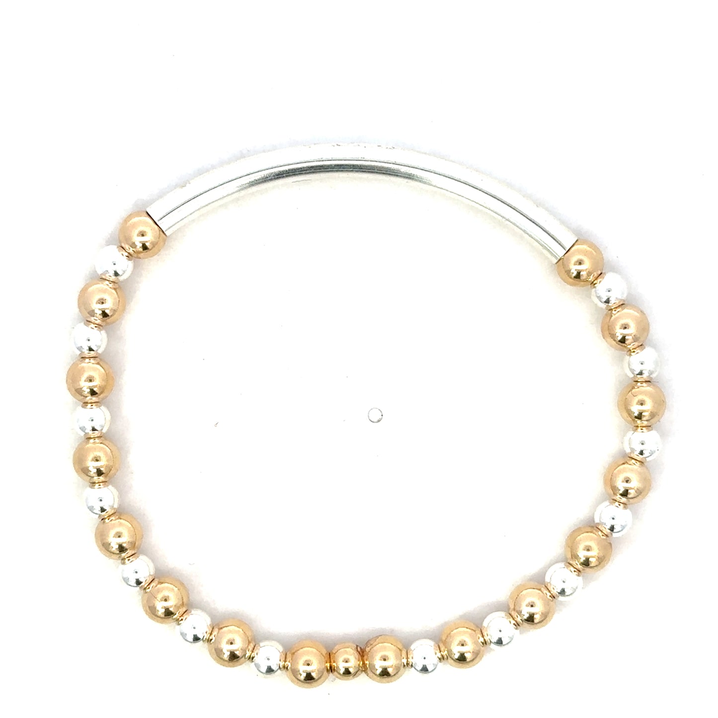 Two Tone Gold Filled Bead Bracelet with Silver Bar