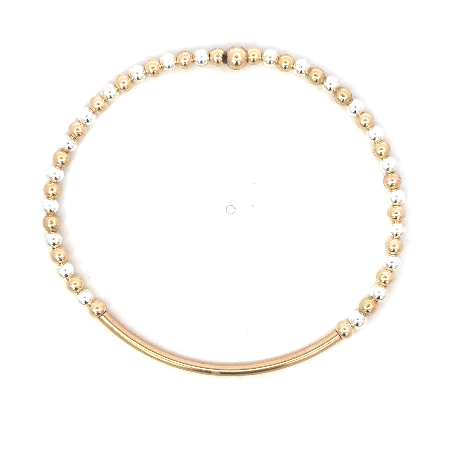 Two Tone 3mm Gold Filled Bead Bracelet with Gold Bar