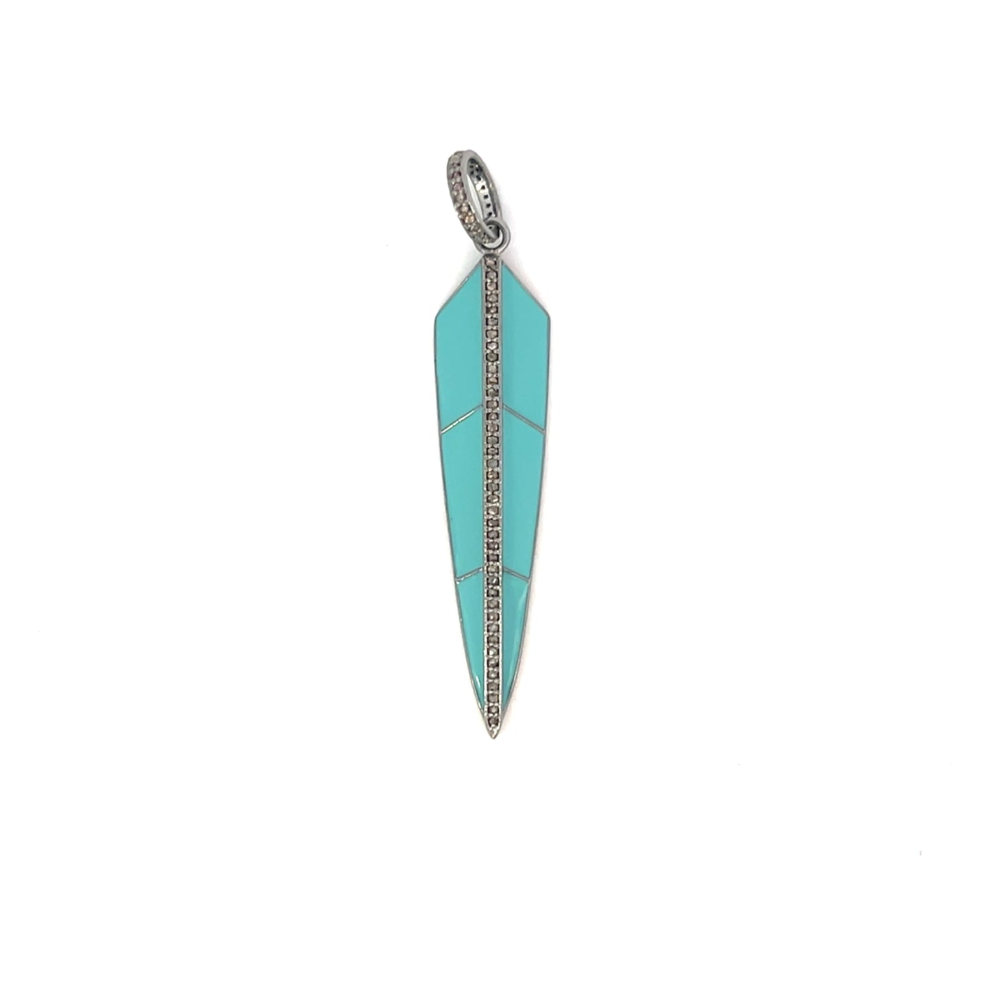Sterling Enamel Feather Pendant