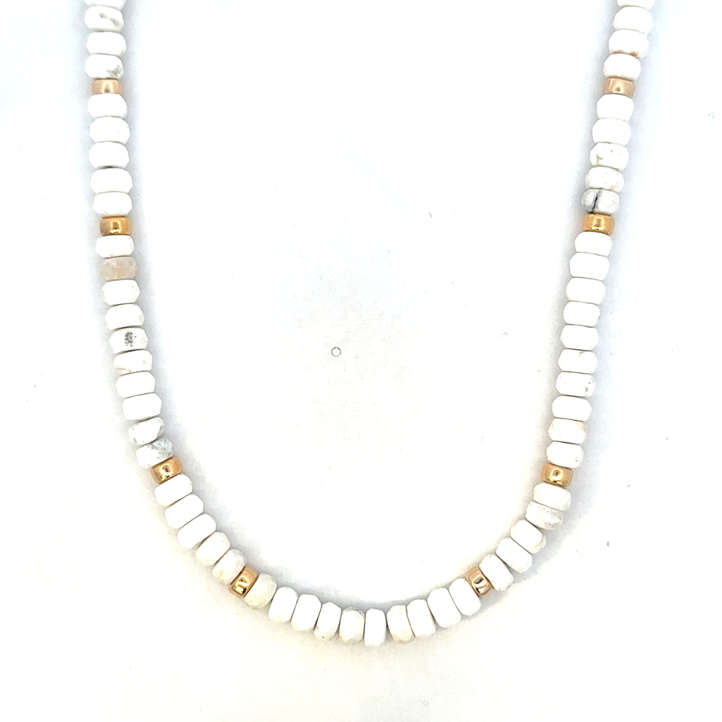 6mm White Turquoise and GF Roundel Necklace