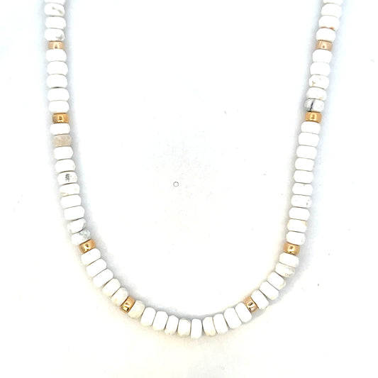 6mm White Turquoise and GF Roundel Necklace