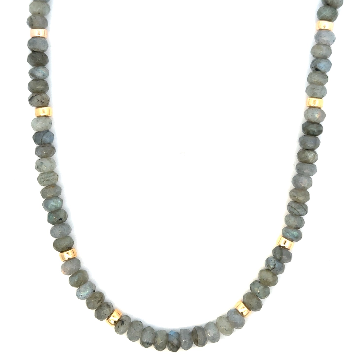 6mm Labradorite and GF Roundel Necklace