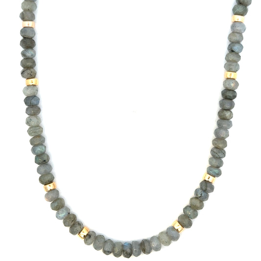 6mm Labradorite and GF Roundel Necklace