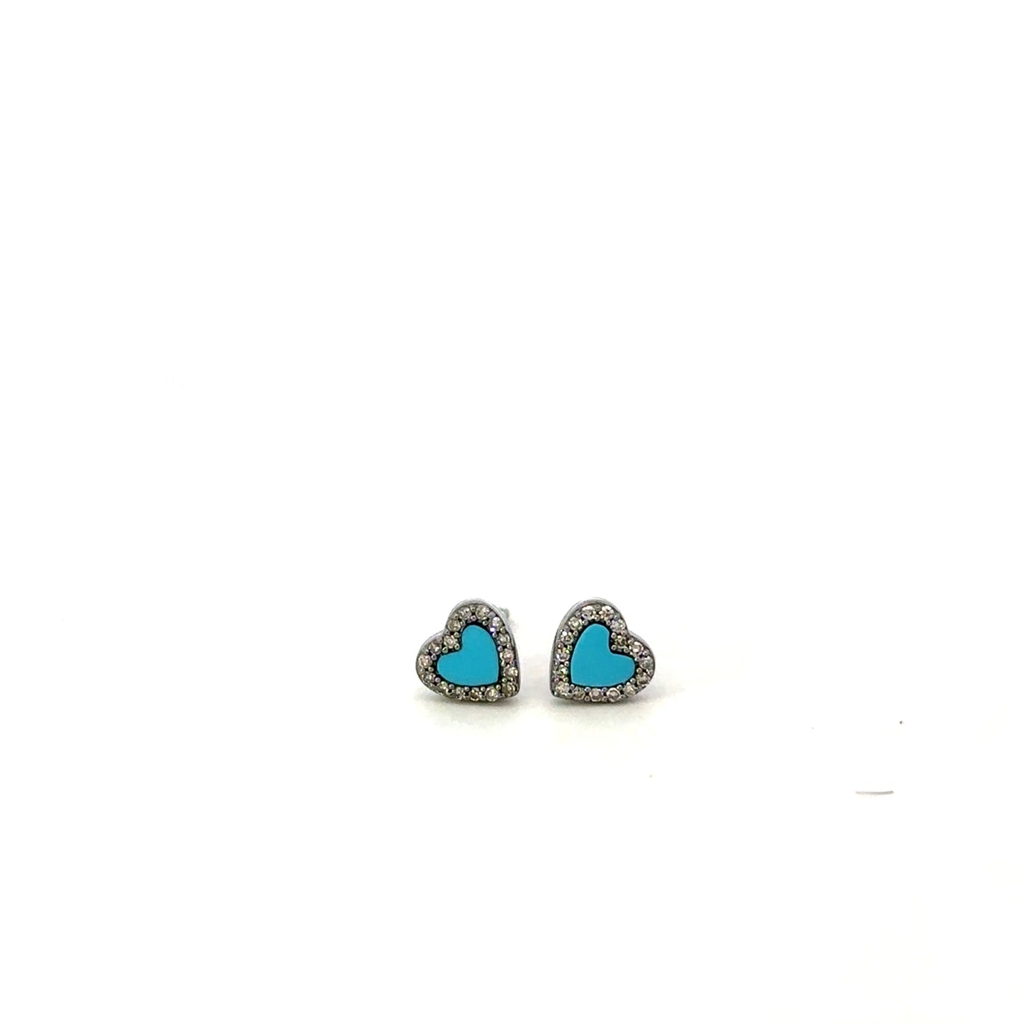 Heart Stud with Pave Border