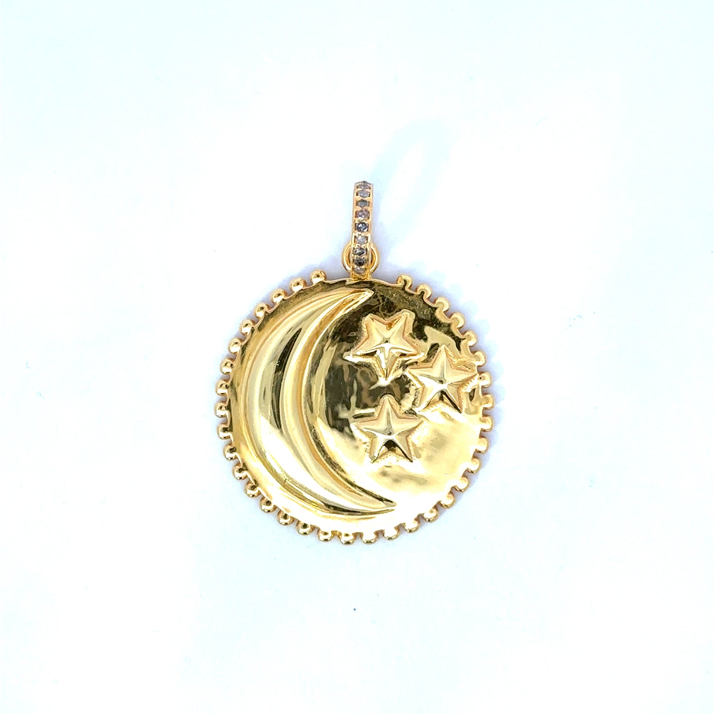 Vermeil Moon and Star Puffy Disc Pendant