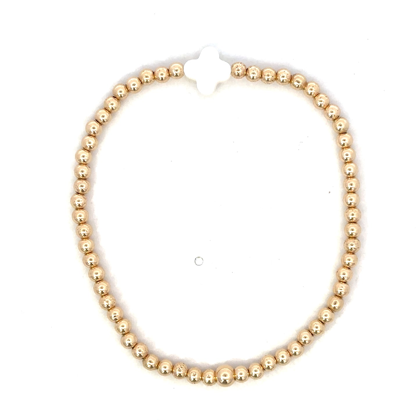 Gold Filled Bead Bracelet with Single WMOP Clover