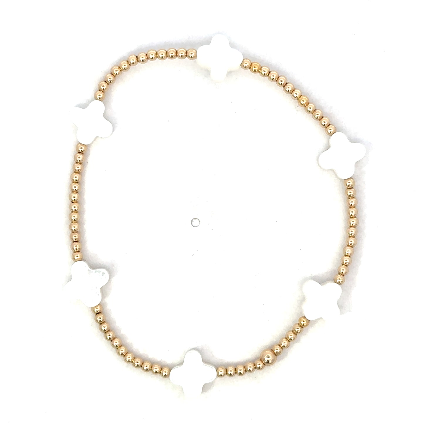 Gold Filled Bead Bracelet with WMOP Clover Accents