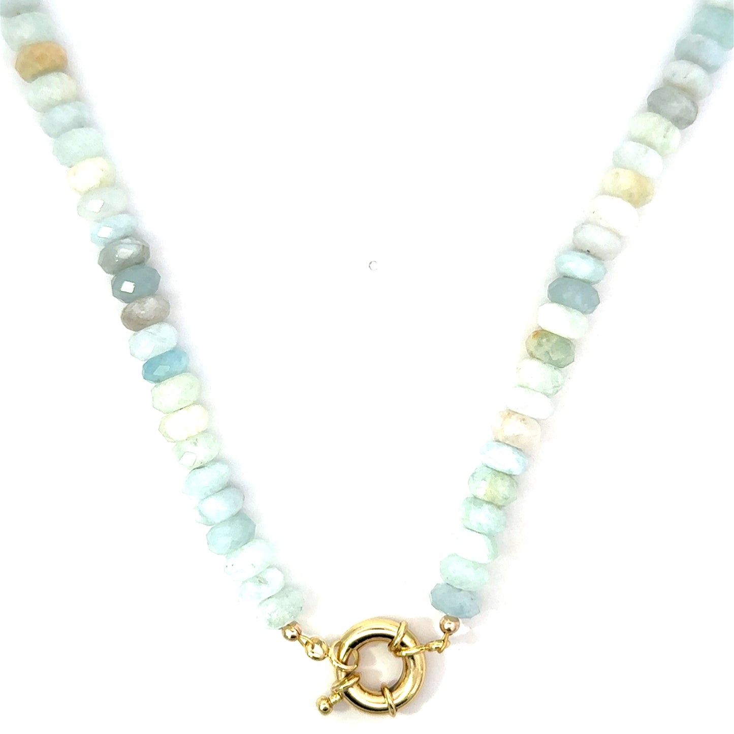 Aquamarine Beaded Necklace with Medium Vermeil Mariner Clasp