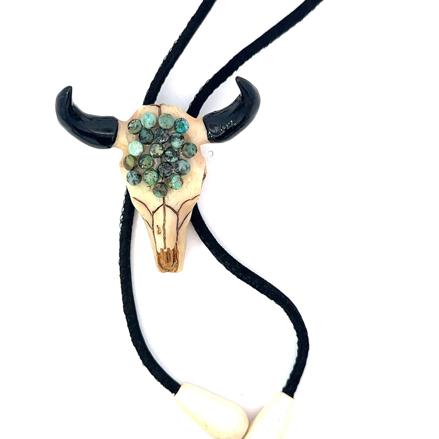 Steer Skull Bolo with Turquoise Accents