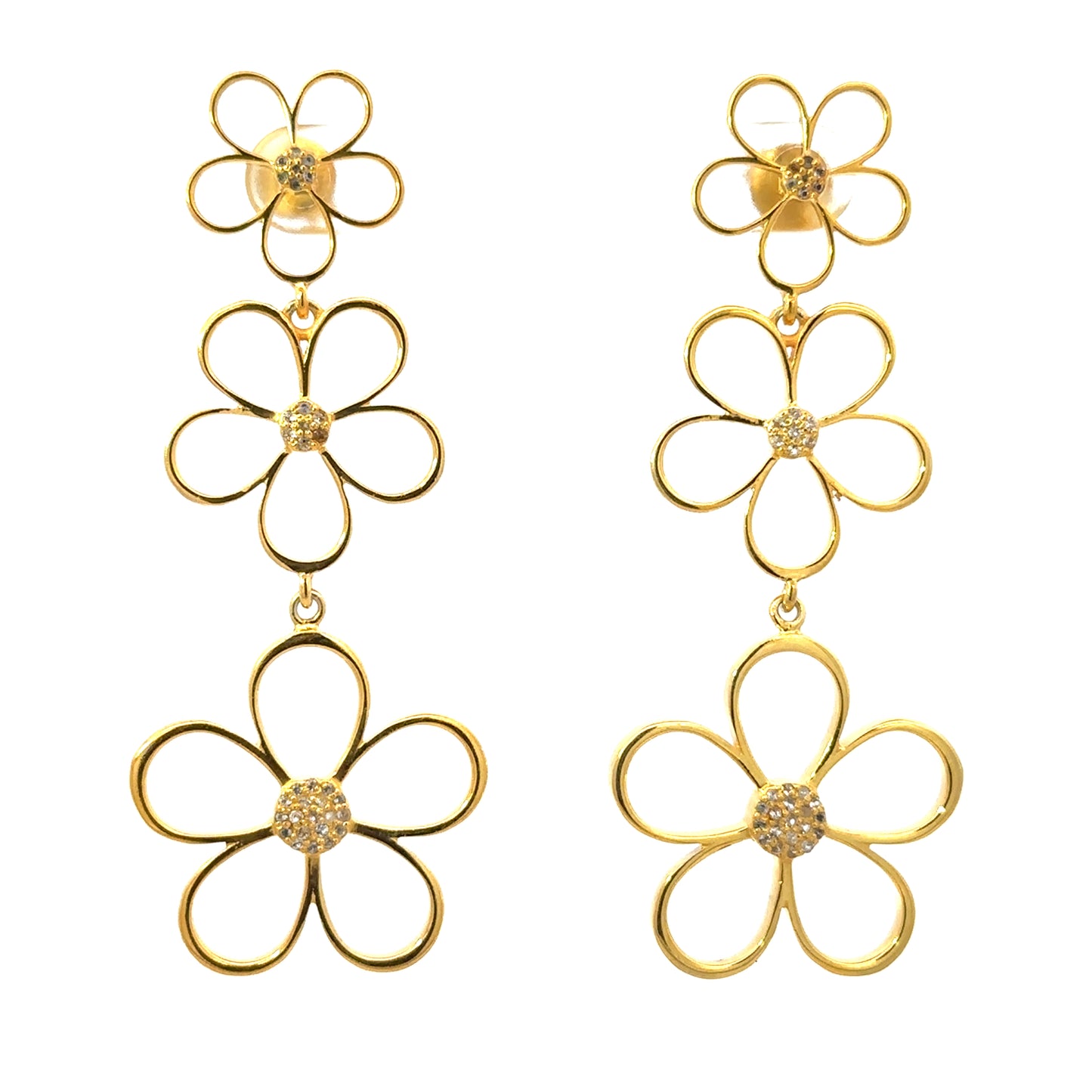Vermeil Triple Open Flower Earring