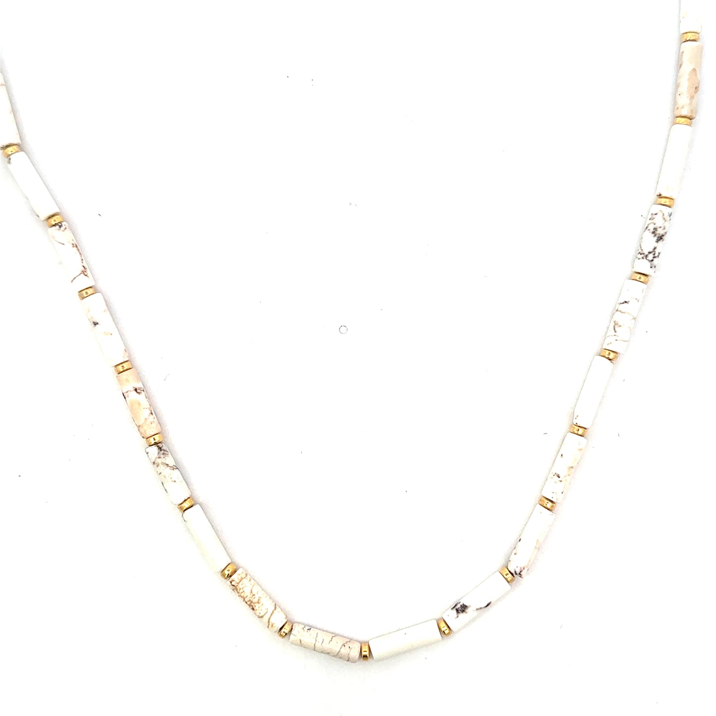 Pencil Cut White Turquoise Necklace with GF Accent Beads