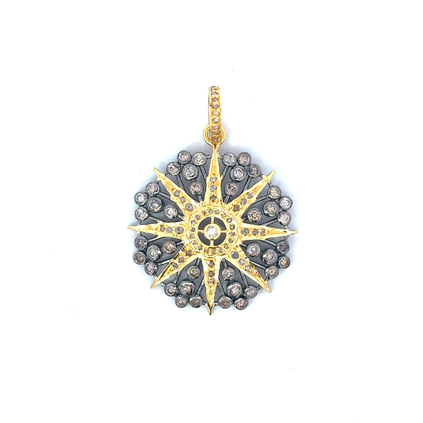 Gold Vermeil and Sterling Silver Diamond Starburst Pendant