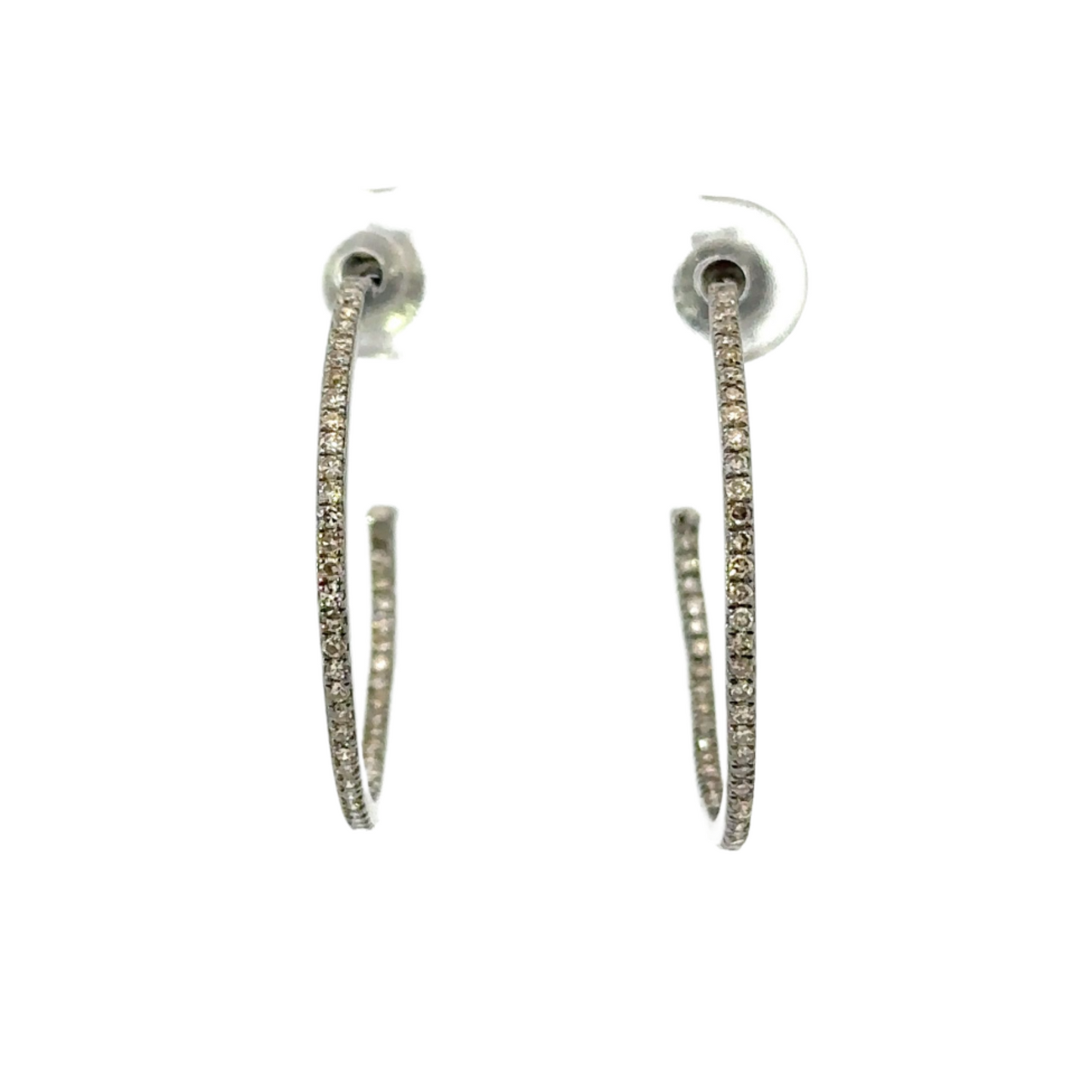 1" Pave Diamond Hoop Earrings