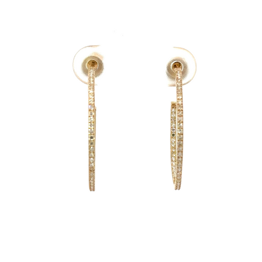 1" Pave Diamond Hoop Earrings