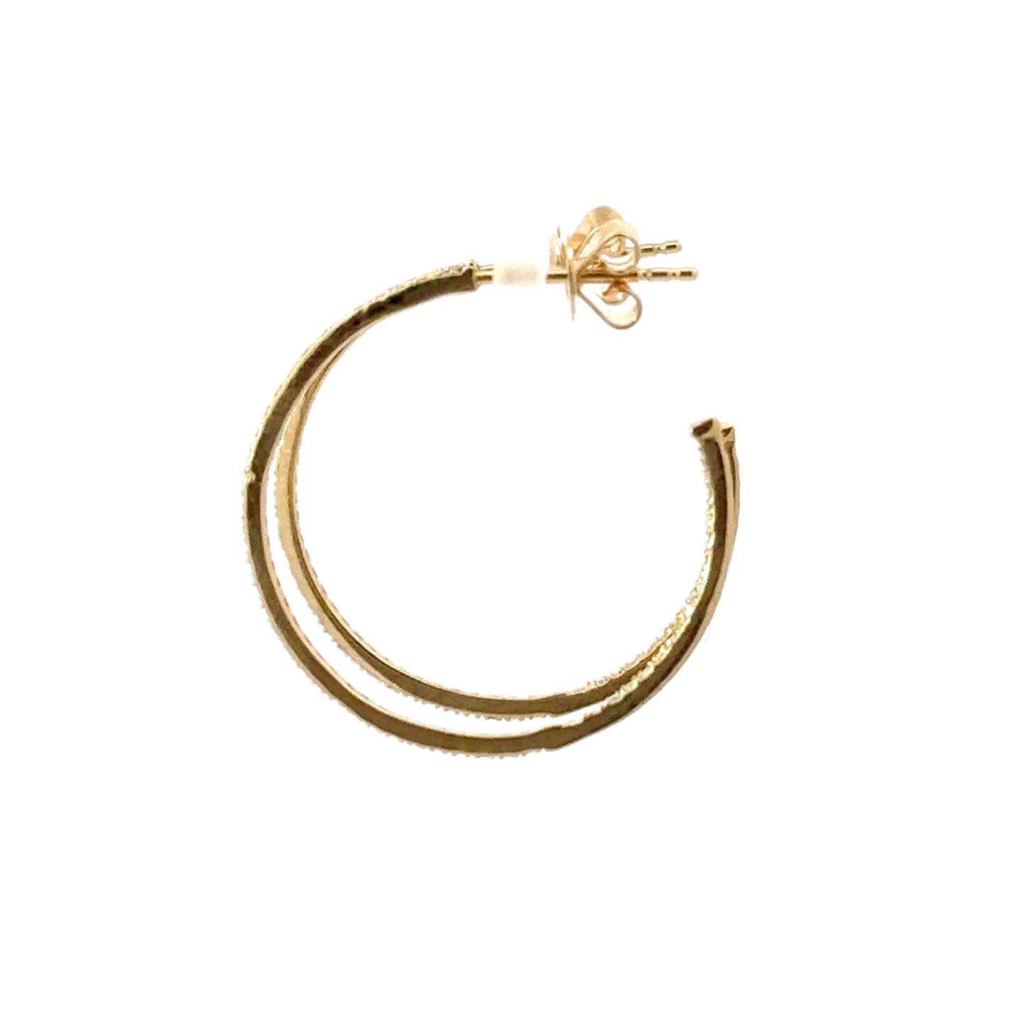 1" Pave Diamond Hoop Earrings