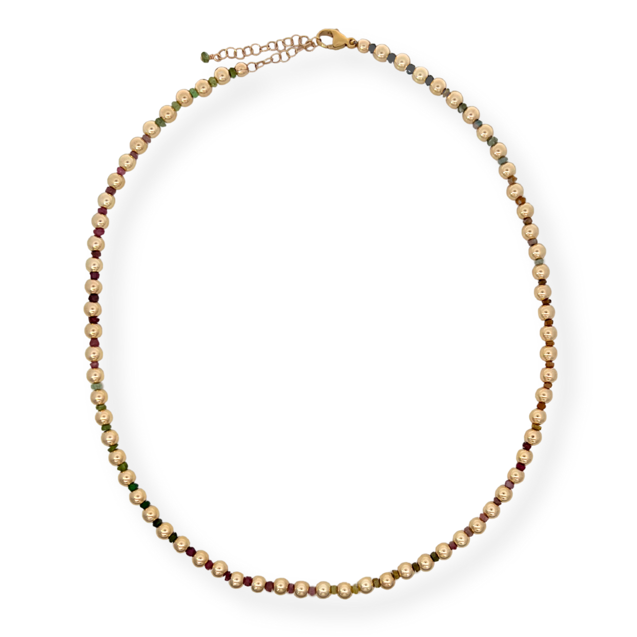 5mm Gold Filled and Tourmaline Beaded Necklace