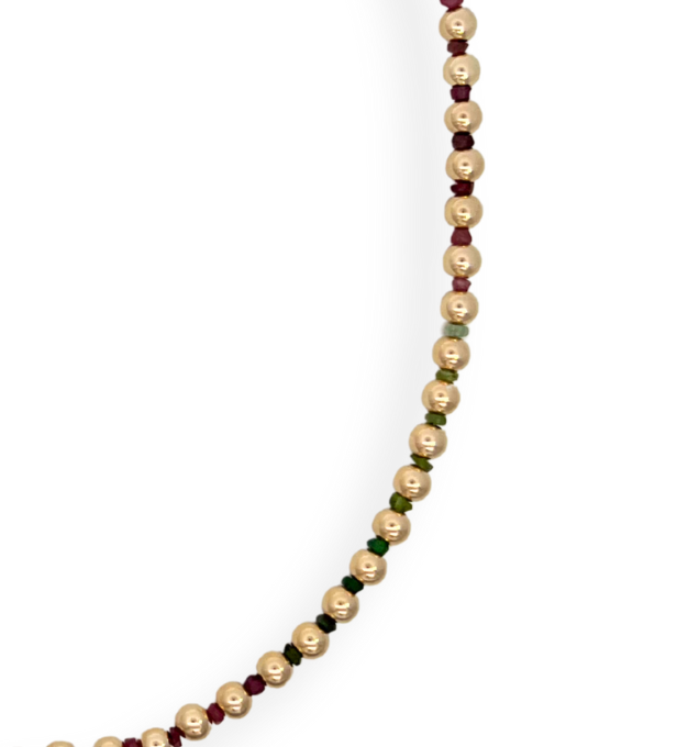 5mm Gold Filled and Tourmaline Beaded Necklace