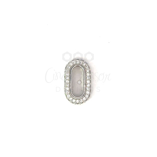 15mm Pave Diamond Rounded Chunky Oval Pendant
