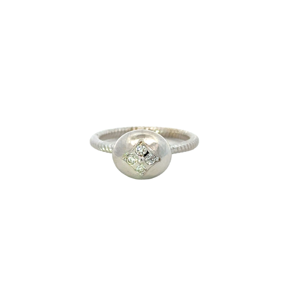 Gold Bubble Ring with Twist Band and Diamonds