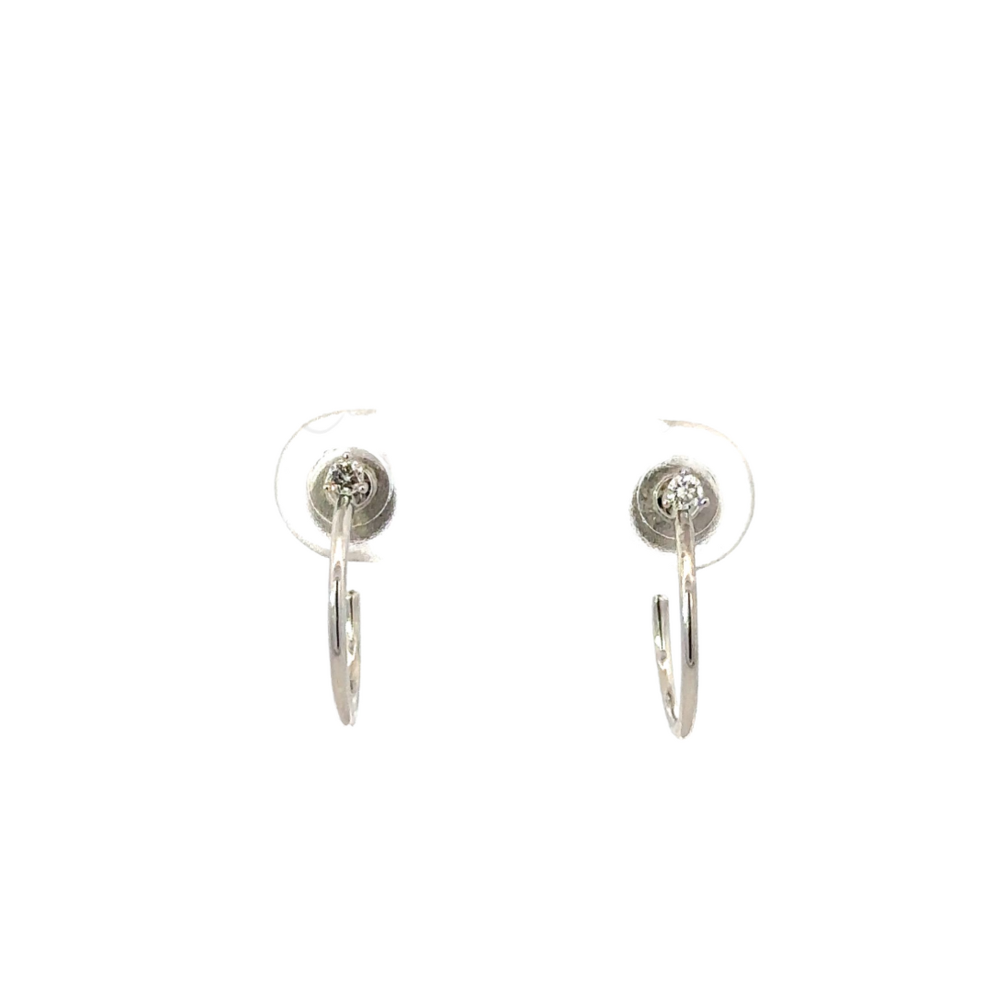Hoop Earring with Prong Set Diamond Post