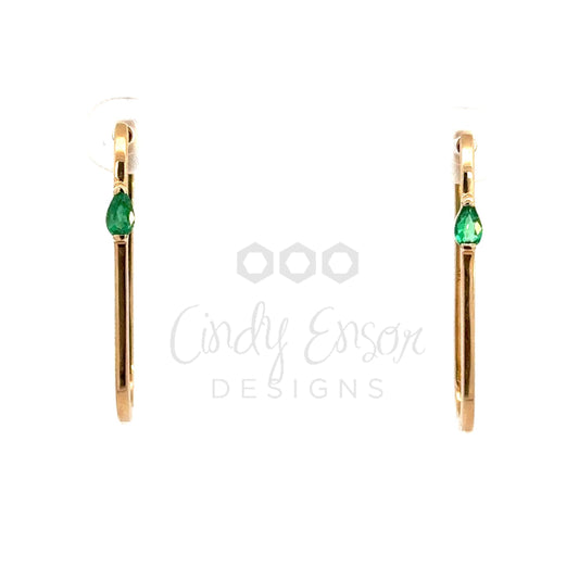 30mm Paper Clip Earring with Emerald Accent
