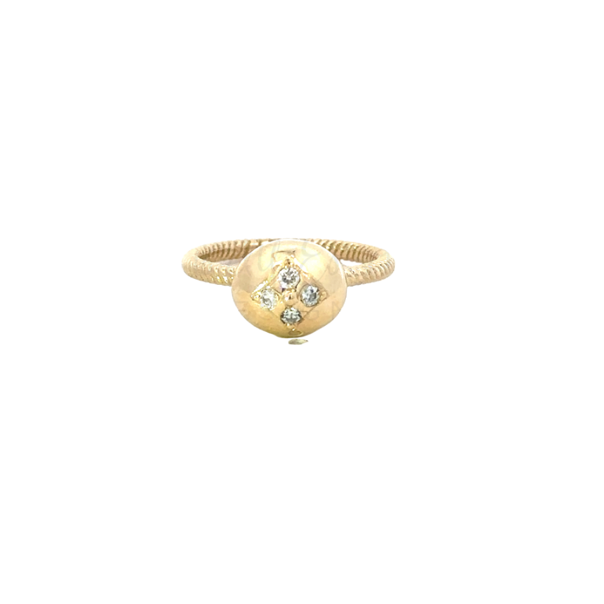 Gold Bubble Ring with Twist Band and Diamonds