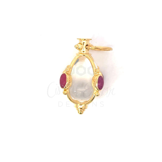Crystal Fob Pendant with Colored Accent Stones