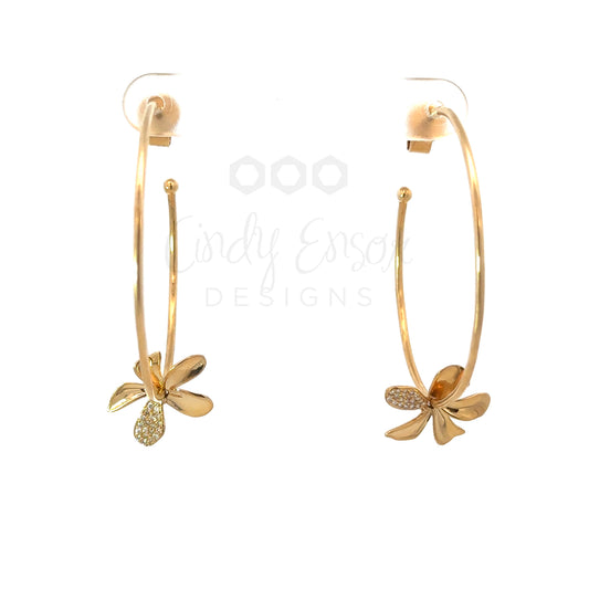 Hoop Earring with Pave Flower