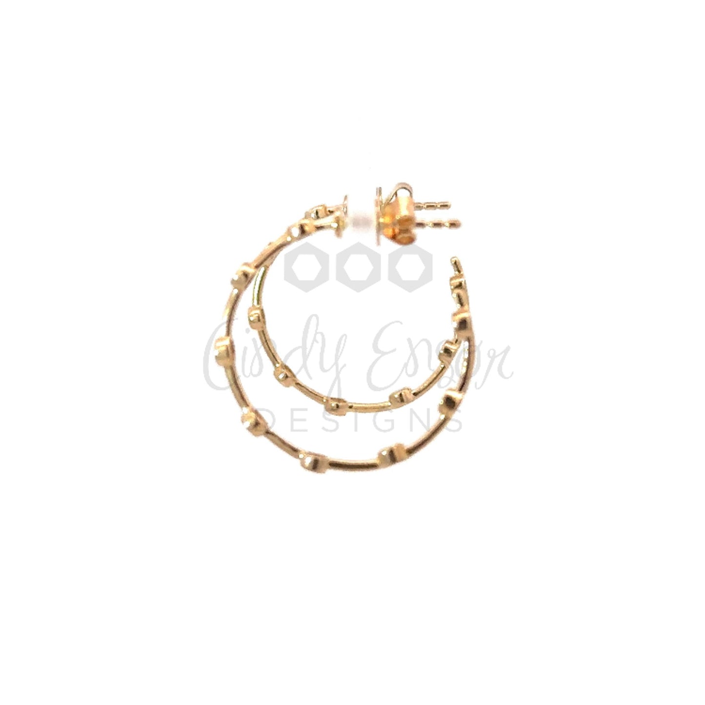 Hoop Earring with 8 Station Bezeled Diamonds