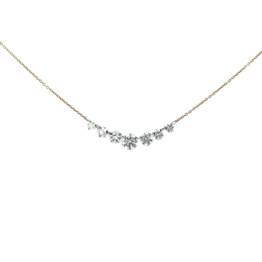 Yellow Gold Graduated 7 Floating Diamond Necklace