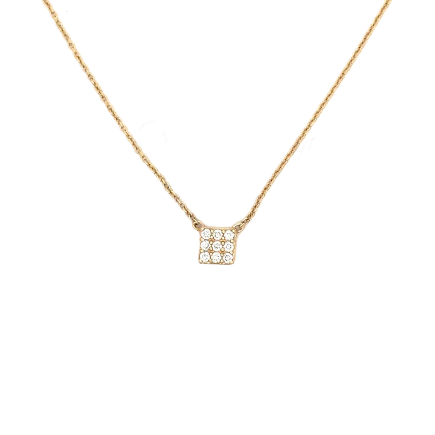Pave Diamond Square Necklace