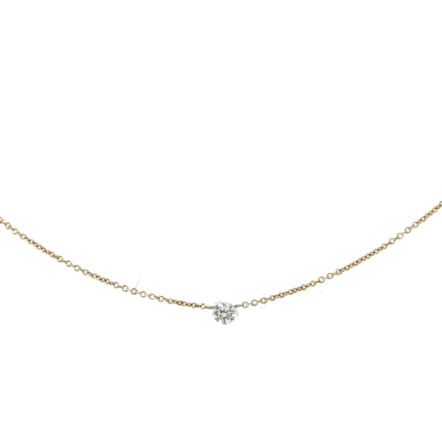Yellow Gold Single Floating Diamond Necklace
