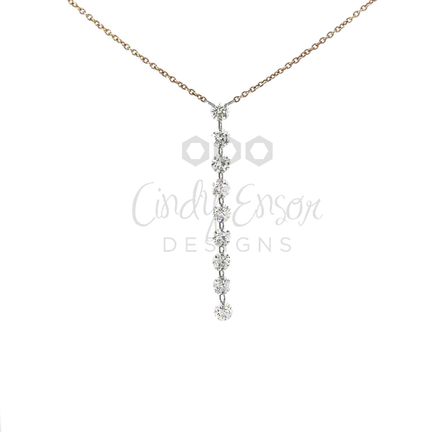 Y-drop 9 Floating Diamond Necklace