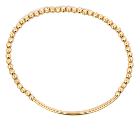 3mm Yellow Gold Filled Bead Bracelet with Gold Bar