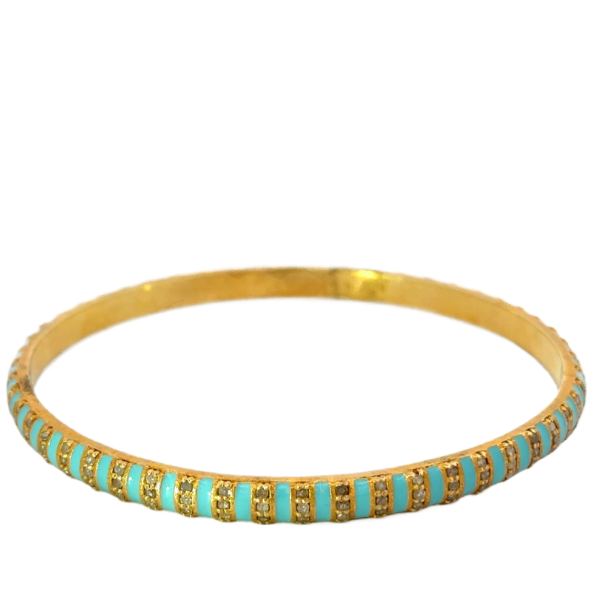 Gold Vermeil Enamel Pave Diamond Striped Bangle