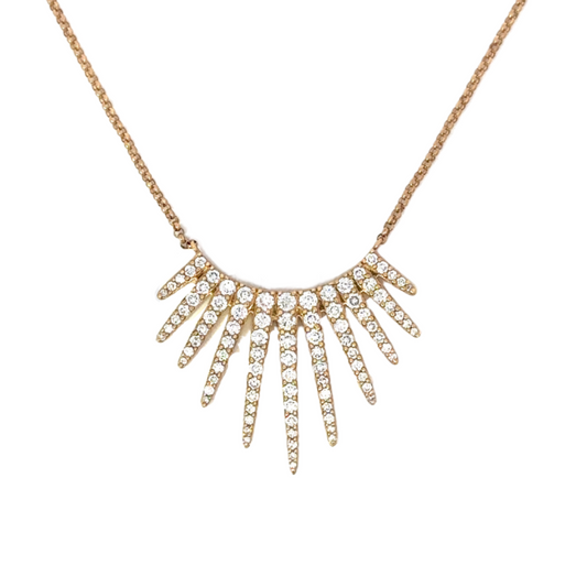 Yellow Gold Pave Diamond Shooting Spike Necklace