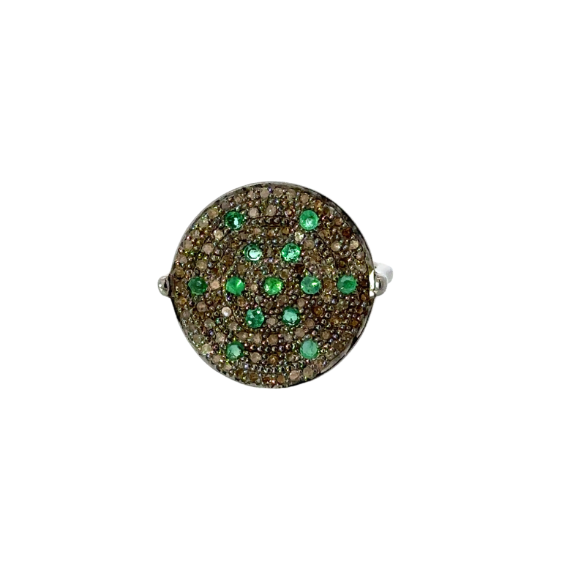 Emerald and Diamond Disc Ring